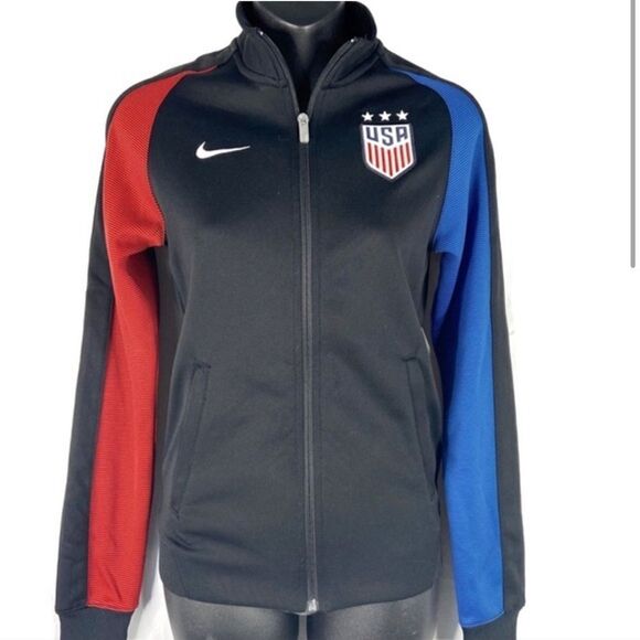 Nike Team USA Olympics full zip up warm up soccer track jacket woman’s fitted XL - Picture 1 of 11